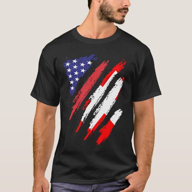 Switzerland American Grown Flag USA Patriot Herita T-Shirt (Front)