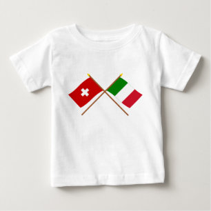 Switzerland and Italy Crossed Flags Baby T-Shirt