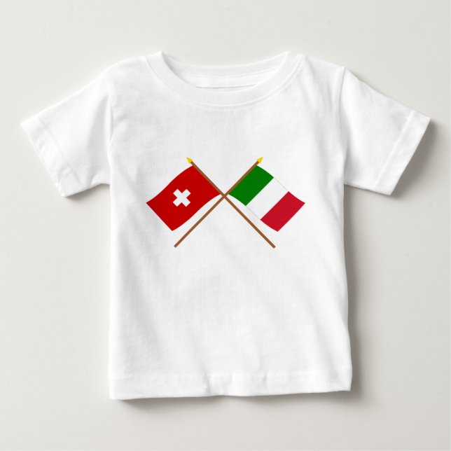 Switzerland and Italy Crossed Flags Baby T-Shirt (Front)