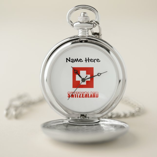 Switzerland and Swiss Flag Personalized  Pocket Watch (Inside)