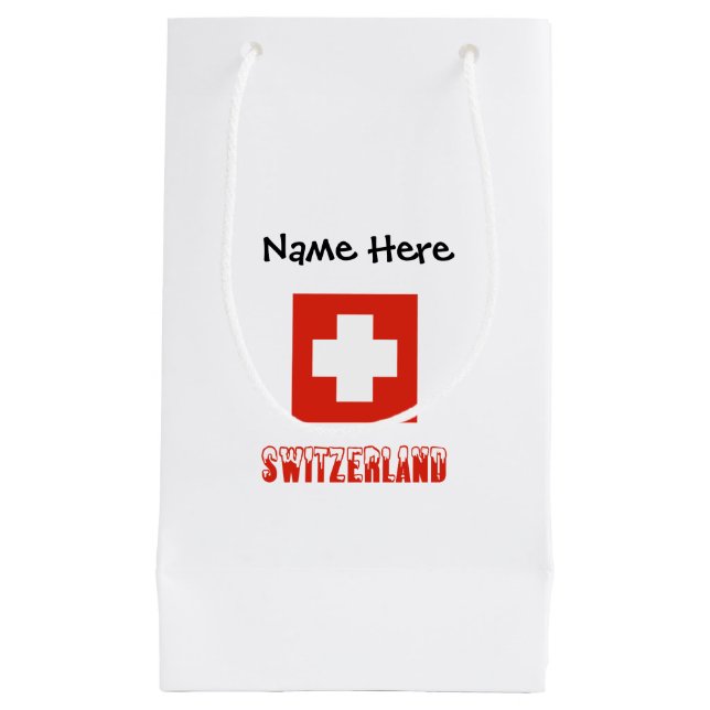 Switzerland and Swiss Flag Personalized  Small Gift Bag (Front)