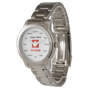 Switzerland and Swiss Flag Personalized  Watch
