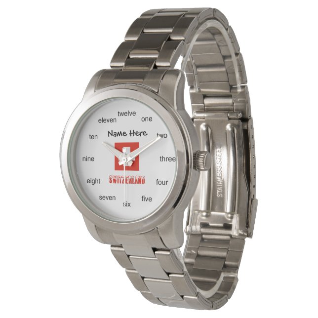 Switzerland and Swiss Flag Personalized  Watch (Angled)