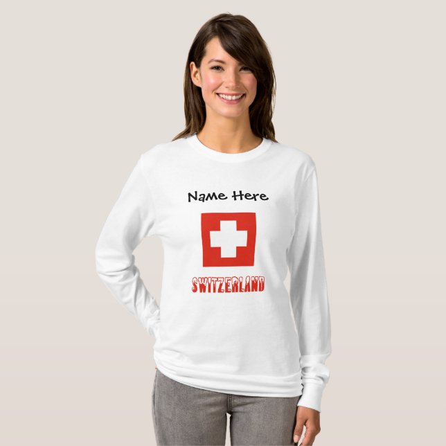 Switzerland and Swiss Flag Personalized Women's  T-Shirt (Front Full)