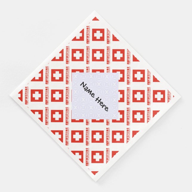 Switzerland and Swiss Flag Tiled Personalized  Paper Dinner Napkins (Corner)
