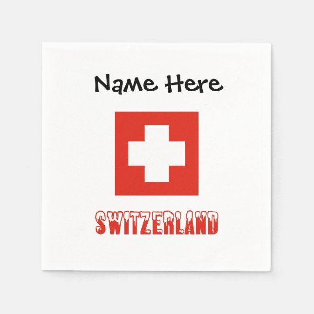 Switzerland and Swiss Flag with Your Name Napkins (Front)