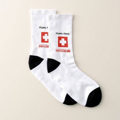 Switzerland and Swiss Flag with Your Name Socks