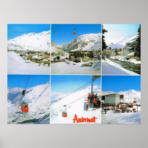 Switzerland Andermatt winter ski resort Poster