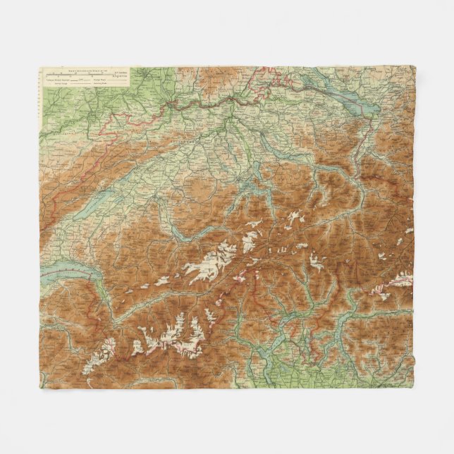Switzerland Atlas Map Fleece Blanket (Front (Horizontal))