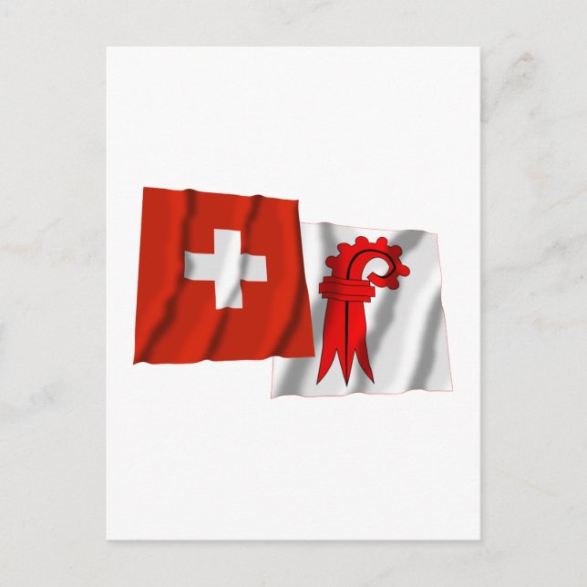 Switzerland & Basel-Landschaft Waving Flags Postcard (Front)