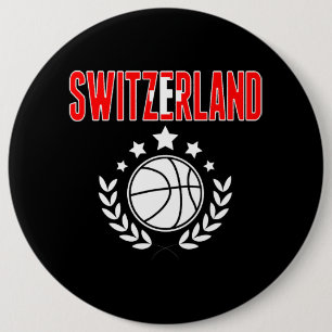 Switzerland Basketball Fans Jersey Swiss Flag Spor Button