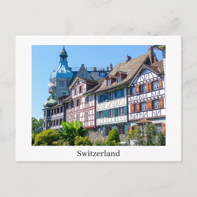 Switzerland Beautiful Old Timbered Houses Postcard (Front)