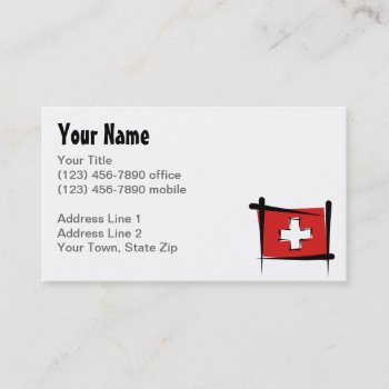 Switzerland Brush Flag Business Card by representshop at Zazzle