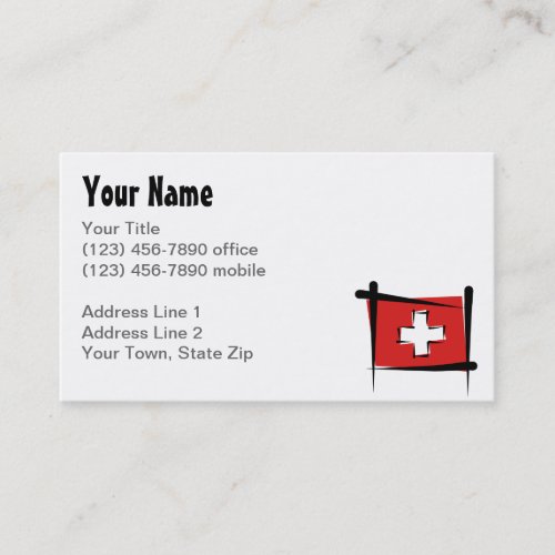 Switzerland Brush Flag Business Card