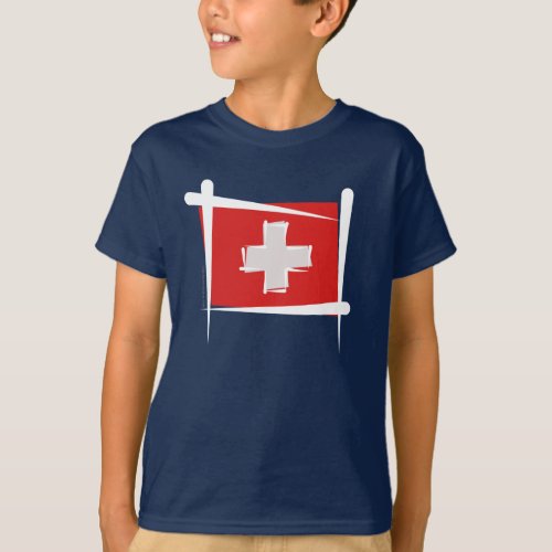 Switzerland Brush Flag T_Shirt