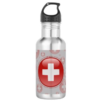 Switzerland Bubble Flag Water Bottle by representshop at Zazzle