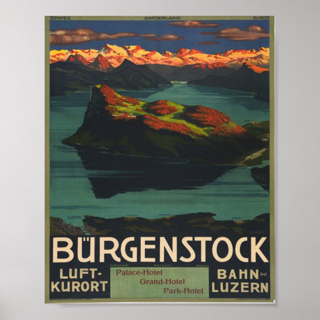 Switzerland Burgenstock Luft-Kurort Bahn Luzern Poster (Front)