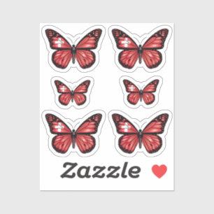 Switzerland butterfly monarch flag sticker