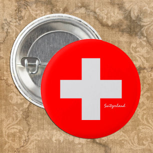 Switzerland button, patriotic Swiss Flag fashion Button