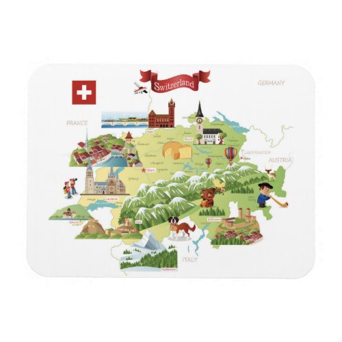 Switzerland Cartoon Map Magnet