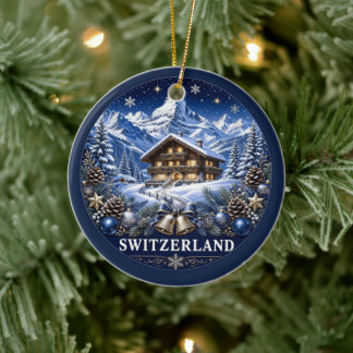 Switzerland Chalet Scenic Keepsake Ceramic Ornament