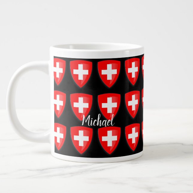 Switzerland coat of arms flag personal souvenir giant coffee mug (Left)
