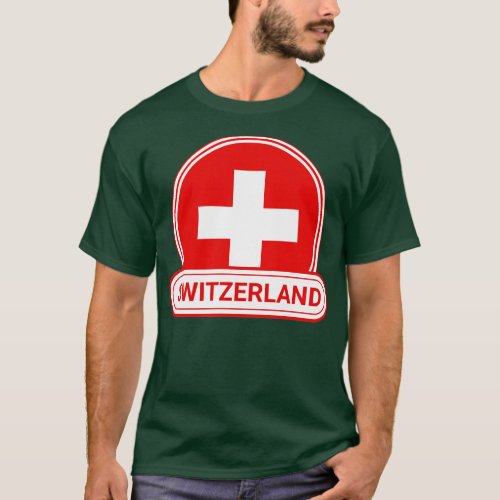 Switzerland Country Badge Switzerland Flag T_Shirt