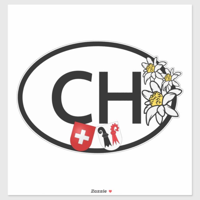 Switzerland Country Code. Swiss & Basel Crests Sticker (Sheet)