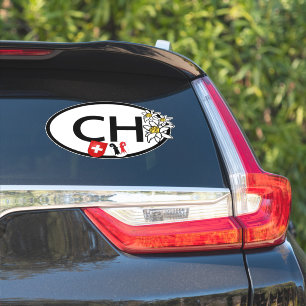 Switzerland Country Code. Swiss & Basel Crests Sticker