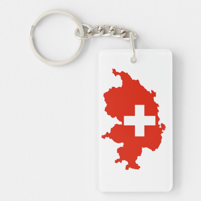 switzerland country flag map swiss symbol keychain (Front)