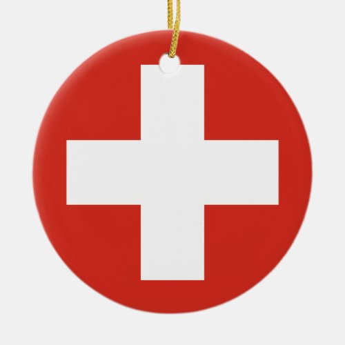 Switzerland country flag roundel symbol army milit ceramic ornament