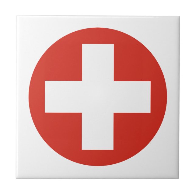 Switzerland country flag roundel symbol army milit ceramic tile (Front)