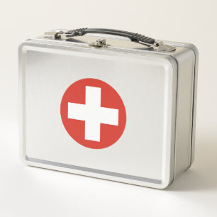 Switzerland country flag roundel symbol army milit metal lunch box