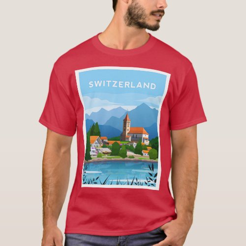 Switzerland Countryside Swiss Alps Landscape T_Shirt
