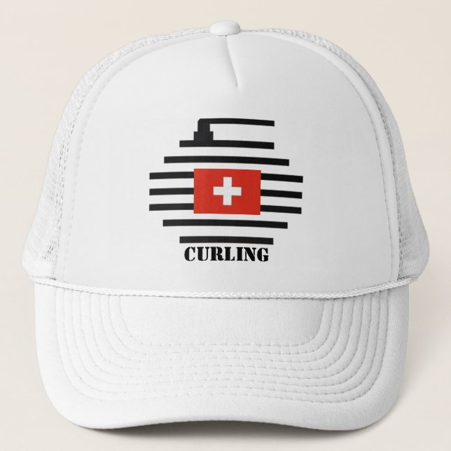 Switzerland Curling Trucker Hat (Front)