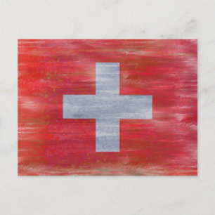 Switzerland distressed Swiss flag Postcard