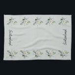 Switzerland Edelweiss flowers Switzerland script Kitchen Towel<br><div class="desc">Swiss Edelweiss kitchen towels. Switzerland script kitchen towels with Edelweiss flowers.</div>