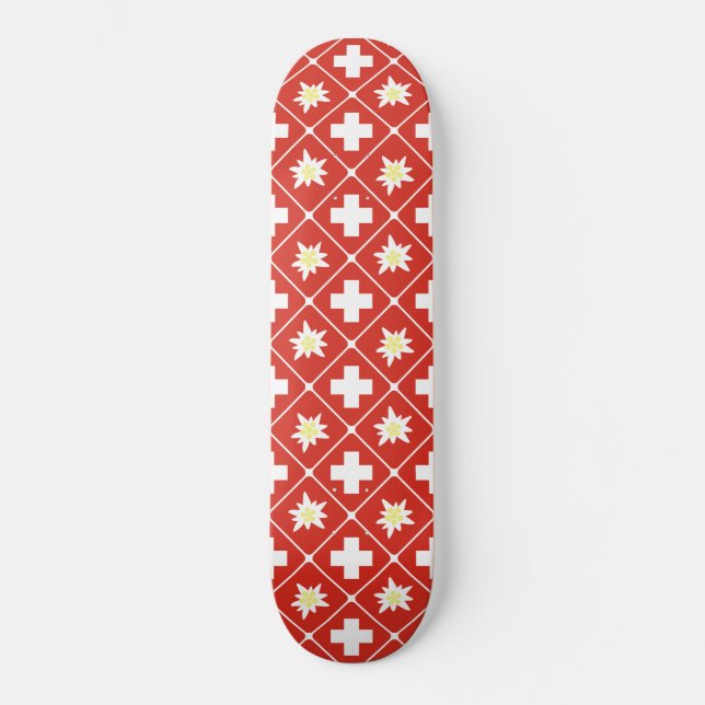 Switzerland Edelweiss pattern Skateboard Deck (Front)