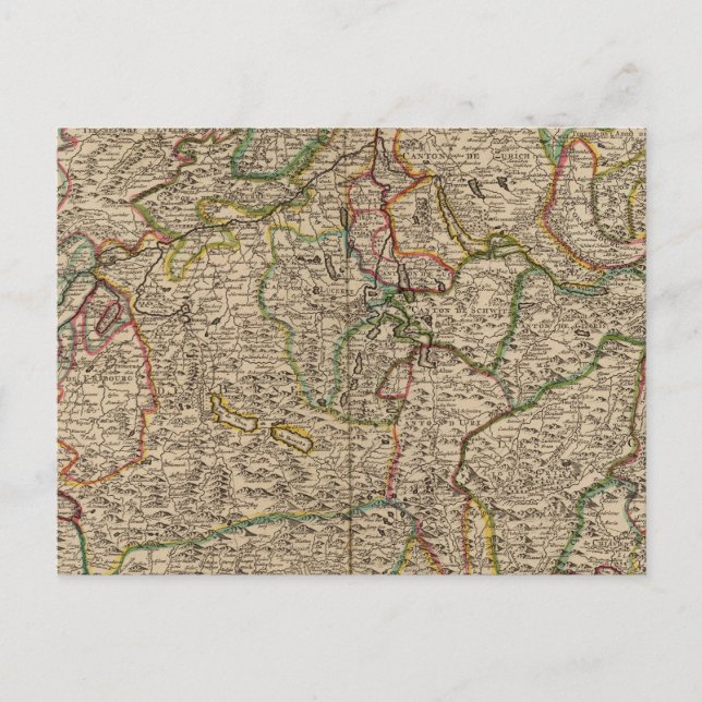 Switzerland engraved map postcard (Front)