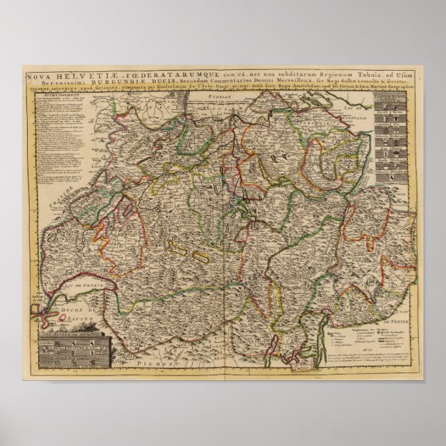 Switzerland engraved map poster (Front)