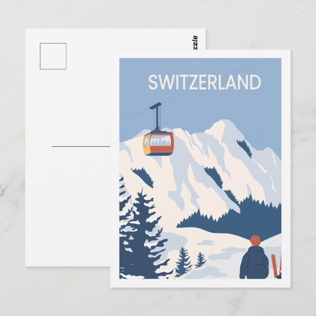 Switzerland Famous Travel Place Illustration Postcard (Front/Back)