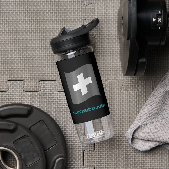 Switzerland Fitness & Cross, Swiss flag Water Bottle (Gym)
