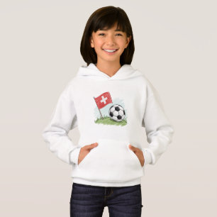 Switzerland flag and crayon-style soccer ball hoodie