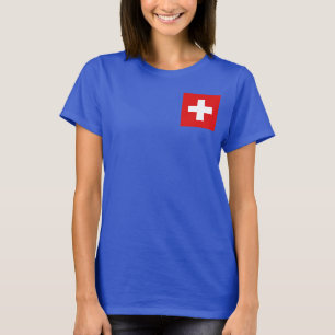 Switzerland Flag and Map dk T-Shirt