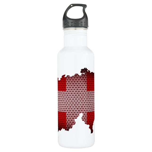 Switzerland Flag and Map Water Bottle (Front)