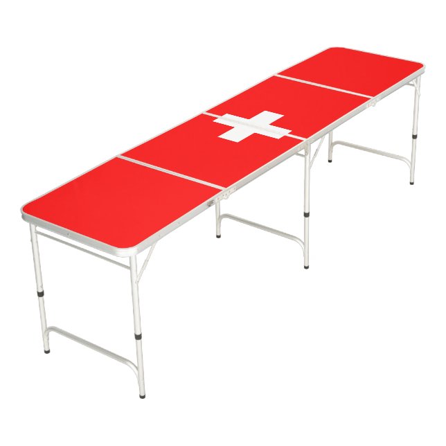 Switzerland Flag Beer Pong Table (Angled)