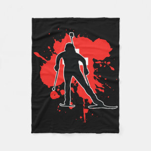 Switzerland Flag Biathlonist - Swiss Biathlon  Fleece Blanket