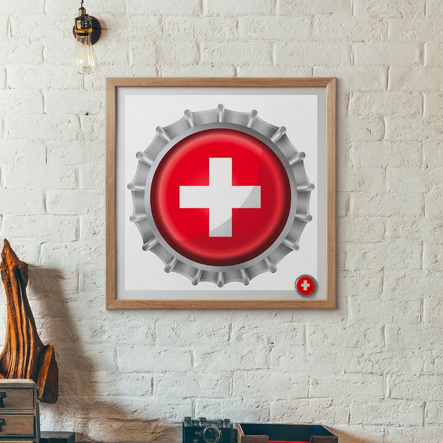 Switzerland Flag Bottle Cap Poster (Creator Uploaded)