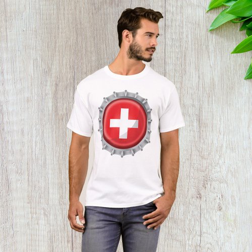 Switzerland Flag Bottle Cap T_Shirt