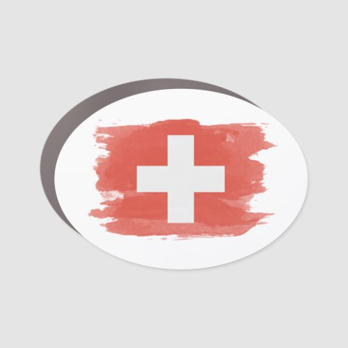 Switzerland flag brush stroke national flag car magnet